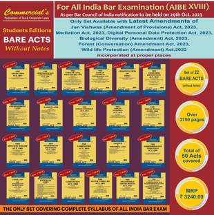 AIBE Bare Acts Combo without Notes 2023 EDITION- as per Bar Council of India Guidelines set of 20 Bare Acts covering 42 Acts COMPLETE SYLLABUS - LATEST 2023 EDITION Paperback