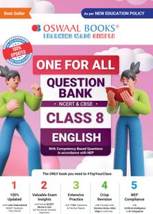 Oswaal One For All Question Bank NCERT & CBSE, Class-8 English For Latest Exam | With Competency Based Questions | As Per NEP