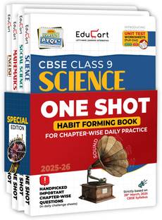 Educart CBSE Class 9 One Shot Question Bank 2025-26 Science, Mathematics, Social Science and English (Updated for 2026 Exam) 4 Book Bundle