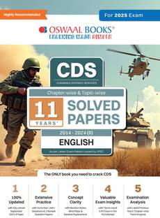 Oswaal CDS (Combined Defence Services) Chapter-wise & Topic-wise 11 Years' Solved Papers 2014-2024 (II) | English | For 2025 Exam