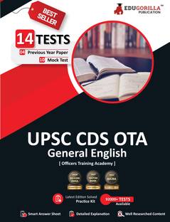 UPSC CDS OTA General English Book  - 1600+ Solved MCQ Questions (10 Mock Tests + 4 Previous Year Papers)