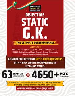 Examcart Objective Static GK Question Bank Book by Varun Awasthi Sir and Raja Gupta for SSC, Railway, Police, Defence, TET, State PCS Exams 2025 (English)
