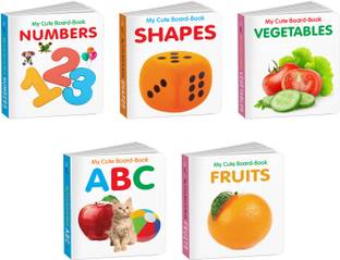Early Learning Little Library for Toddlers : Pocket Books Set of ABC, Vegetables, Shapes, Fruits and Numbers - Toddler learning books set, Baby board books collection | Pack of 5 Books for Kids