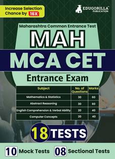 MAH CET MCA Entrance Exam  - 2024 (Maharashtra Common Entrance Test) - 10 Full Length Mock Tests and 8 Sectional Tests (1200 Solved MCQs) with Free Access to Online Tests