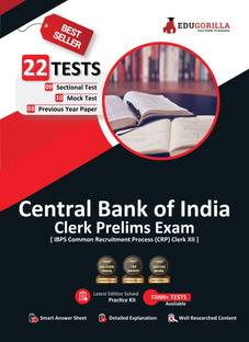 Central Bank of India Clerk Prelims Book  - (IBPS CRP PO/MT XIII) - English Edition - 10 Full Length Mock Tests, 9 Sectional Tests and 3 Previous Year Paper with Free Access to Online Tests