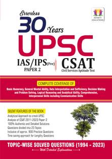 30 Years UPSC IAS/ IPS Prelims (CSAT) Topic-wise Solved Papers 2 (1994 - 2023 ) and Practice Questions with Detailed Solutions