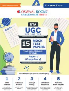 Oswaal NTA UGC NET/JRF/SET Paper-1 (Compulsory) 15 Year's Mock Test Papers Teaching & Research Aptitude Yearwise 2015-2023 For 2024 Exam