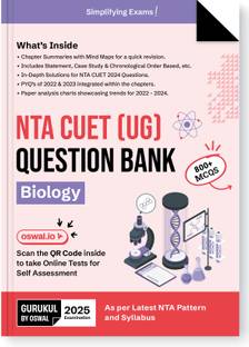 Gurukul NTA CUET (UG) Biology Question Bank Exam 2025 : 800+ MCQs, Chapter Summary with Mind Maps, 2024 Solved Paper, PYQs, Paper Analysis Charts, Common University Entrance Test Computer Based