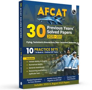 PW 30 AFCAT Previous Years' Solved Papers (2025-2011) PYQ Aug 2025 Paper 2026 Exam  - PW 30 AFCAT Previous Years' Solved Papers (2025 - 2011) with August 2025 Paper For Flying, Technical & Ground Duty (Non-Technical) Branches 2026 Exam