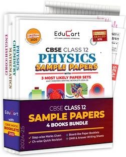 Educart CBSE Class 12 Sample Papers Bundle (2024-25) - Physics, Chemistry, Mathematics, & English (With exclusive CBSE Mock Booklets for 2025 Exam)  - Class 12 Sample Paper 2025