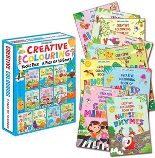 Creative Colouring Book - (Pack)  - 10 Books for Kids Age 1 -6 Years | 160 Pages Drawing and Painting Books | Alphabets, Vegetables, Fruits, Games, Toys, ... Water Animals, Good Manners, Nursery Rhymes