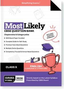 Gurukul By Oswal English (Language & Literature) Most Likely CBSE Question Bank Class 10 Exam 2026 - Board Solved Paper 2025, Chapterwise & Categorywise, Chapter Summary, Competency, MCQs, PYQs