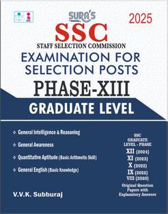 SURA`S SSC Phase XIII 13 Graduate Level Exam Book Guide & Original Question Papers with Explanatory Answers in English Medium 2025