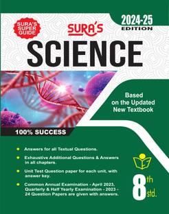 SURA`S 8th Standard Guide Science Fulll year English Medium 2024-25 Latest Updated Edition