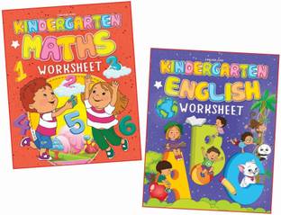 Kindergarten Worksheets (A Set of 2 Books)  - pack of two books includes worksheets on English language and Mathematics. 100 illustration-based activities,maze puzzles, dot-to-dot,
