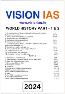 Vision IAS World History Part 1 & 2 General Studies Printed Notes for UPSC Civil Services Preparation 2025 | English Medium | LATEST (Photocopy B&W, 2024)