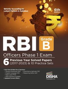 RBI Grade B Officers Phase 1 Exam 6 Previous Year Solved Papers (2017 - 2023) & 10 Practice Sets - 6th Edition | For 2024 Exam