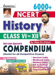 NCERT History Class 6th to 12th 6000+ Facts One Liner Approach Compendium By Khan Sir (English Medium)(4093)