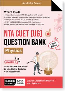 Gurukul NTA CUET (UG) Physics Question Bank Exam 2025 : 1200+ MCQs, Chapter Summary with Mind Maps, 2024 Solved Paper, PYQs, Paper Analysis Charts, Common University Entrance Test Computer Based