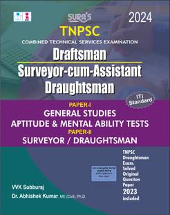 SURA`S TNPSC Draftsman Surveyor-cum-Assistant Draughtsman General Studies Aptitude Mental Ability Tests Exam Book Guide 2024