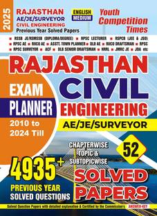 RAJASTHAN AE/JE/SURVEYOR Civil Engineering (English Medium) 52 Sets Chapterwise Topic and Subtopicwise Solved Papers 2025