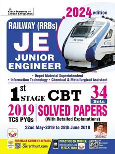 Railway JE Junior Engineer First Stage Solved Papers Total 34 Sets All 2019 TCS PYQs 2024 Edition (English Medium) (5023)