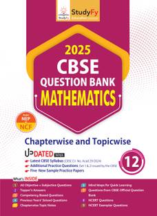 StudyFy CBSE Question Bank Class 12 Mathematics For 2025 Board Exams | Chapterwise & Topicwise | 5 New Sample Practice Papers
