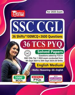 EDUCAZONE SSC CGL 2025 : 36 Sets TCS PYQ Solved Papers English medium