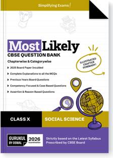 Gurukul By Oswal Social Science Most Likely CBSE Question Bank Class 10 Exam 2026 - Board Solved Paper 2025, Chapterwise & Categorywise, Chapter Summary, Competency Focused, MCQs, Case, A&R, PYQs