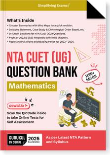 Gurukul NTA CUET (UG) Maths Question Bank Exam 2025 : 1150+ MCQs, Chapter Summary with Mind Maps, 2024 Solved Paper, PYQs, Paper Analysis Charts, Common University Entrance Test Computer Based