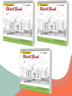 A5 Premium Sketch Book : Set of 3 (5.8 x 8.3 inches) - 36 Sheets Sketchbooks, 140 GSM Thick Paper For Drawing and Sketching, Top Spiral-Bound Art Notebooks