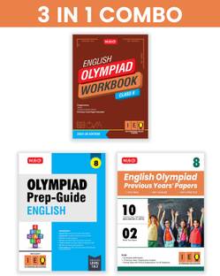 MTG Class-8 International English Olympiad (IEO) Workbook, Prep-Guide & Previous Years Papers (PYQs) with Mock Test Paper (Set of 3 Books) - SOF Olympiad Books For 2025-26 Exam