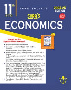 SURA`S 11th Standard Economics Exam Guide in English Medium 2024-25 Edition - Based on the Updated New Textbook