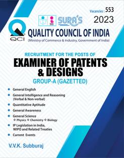SURA`S QCI (Quality Council of India) Examiner of Patents and Designs Group A Gazetted Exam Book Guide in English 2023