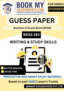 Writing and Study Skills BEGS 183 IGNOU BA English Book – 50–60 Pages Exam Preparation Guide with Solved Question Papers and Important Questions on Premium 80 GSM Paper