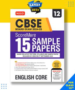 MTG CBSE Class 12 ScoreMore 15 Sample Papers English Core Book For 2025 Board Exam| Detailed Solutions of Each Chapter| Based on Latest CBSE Pattern & Syllabus Paperback, MTG Editorial Board|New Latest Edition For 2025-2026