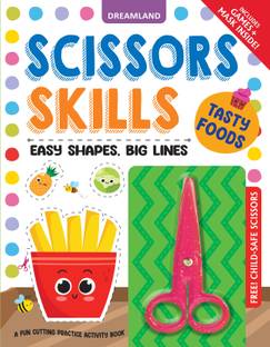 Tasty Foods Scissors Skills Activity Book for Kids Age 4 - 7 years | With Child- Safe Scissors, Games and Mask  - Cutting Practice Workbook with Child-Safe Scissors, Food-Themed Games, Fun Craft Activities & Play Mask | Improves Hand-Eye Coordination & Creativity
