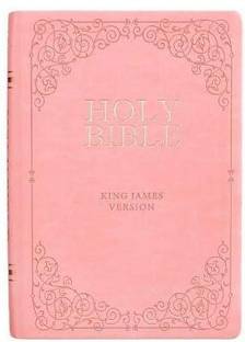 KJV Bible Giant Print Full Size Pink  - KJV Holy Bible, Giant Print Full-Size, Pink Faux Leather w/Ribbon Marker, Red Letter, Thumb Index, King James Version