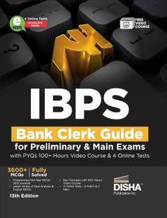 Ibps Bank Clerk Guide for Preliminary & Main Exams with Past Papers with Pyqs, 100+ Hours Video Course & 4 Online Tests - 5 Online Tests - 3600+ MCQS - Fully Solved