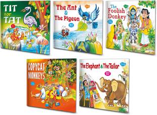 Tit for Tat, The Ant & The Pigeon, The Foolish Donkey, Copycat Monkeys and The Elephant & the Tailor Book for Kids : Animals story Book, Kids learning Story Books, Moral Stories Books | Set of 5 Kids Moral Stories Book.