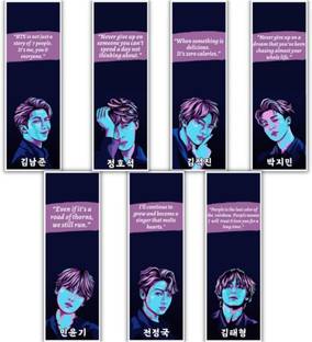 craft maniacs BTS GRAPHIC ART SET OF 7 SKETCH ART MATT LAMINATED SCRATCH PROOF BOOKMARKS PAPER BOOKMARKS Bookmark