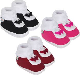 Neska Moda 0 To 12 Months Baby Boys & Baby Girls Set of 3 Pair Cute Soft Cotton Butterfly Booties