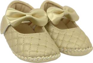 Neska Moda 6 To 12 Months Baby Girls Belly Shoe Fancy Partywear Bow Baby Sandal Velcro Booties