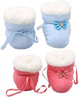 Antoj New Born Baby Booties Fancy Socks Cum Shoes Design for Winter Unisex Booties Booties