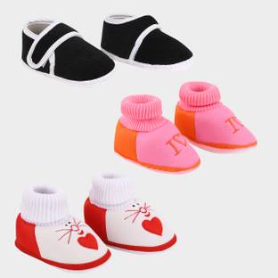 ONFEET Pack of 3 Soft Fabric Unisex Baby First Walking Shoes, Newborn Baby Booties Booties