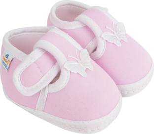 Neska Moda 0 To 6 Months Butterfly Velcro Newborn Soft Skin-Friendly Cotton Baby Booties