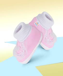 Neska Moda 3 To 12 Months Baby Girls & Baby Boys Soft Cotton Cute Butterfly Frill Booties