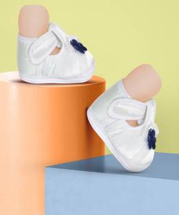 Neska Moda 6 To 12 MonthsSatin Party Wear Baby Girls Velcro Booties