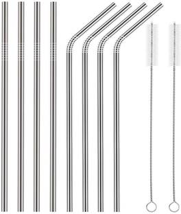 PAYMANA Reusable Metal Straw Set with Cleaning Brush Long Steel Straws for Drinking