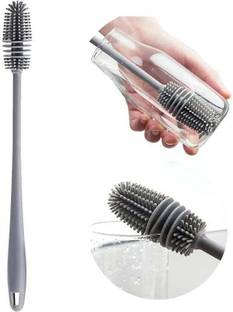 SWIISH Plastic and Glass Water Bottle Cleaning Brush Grey(Silicone Material)(Pack of 3)